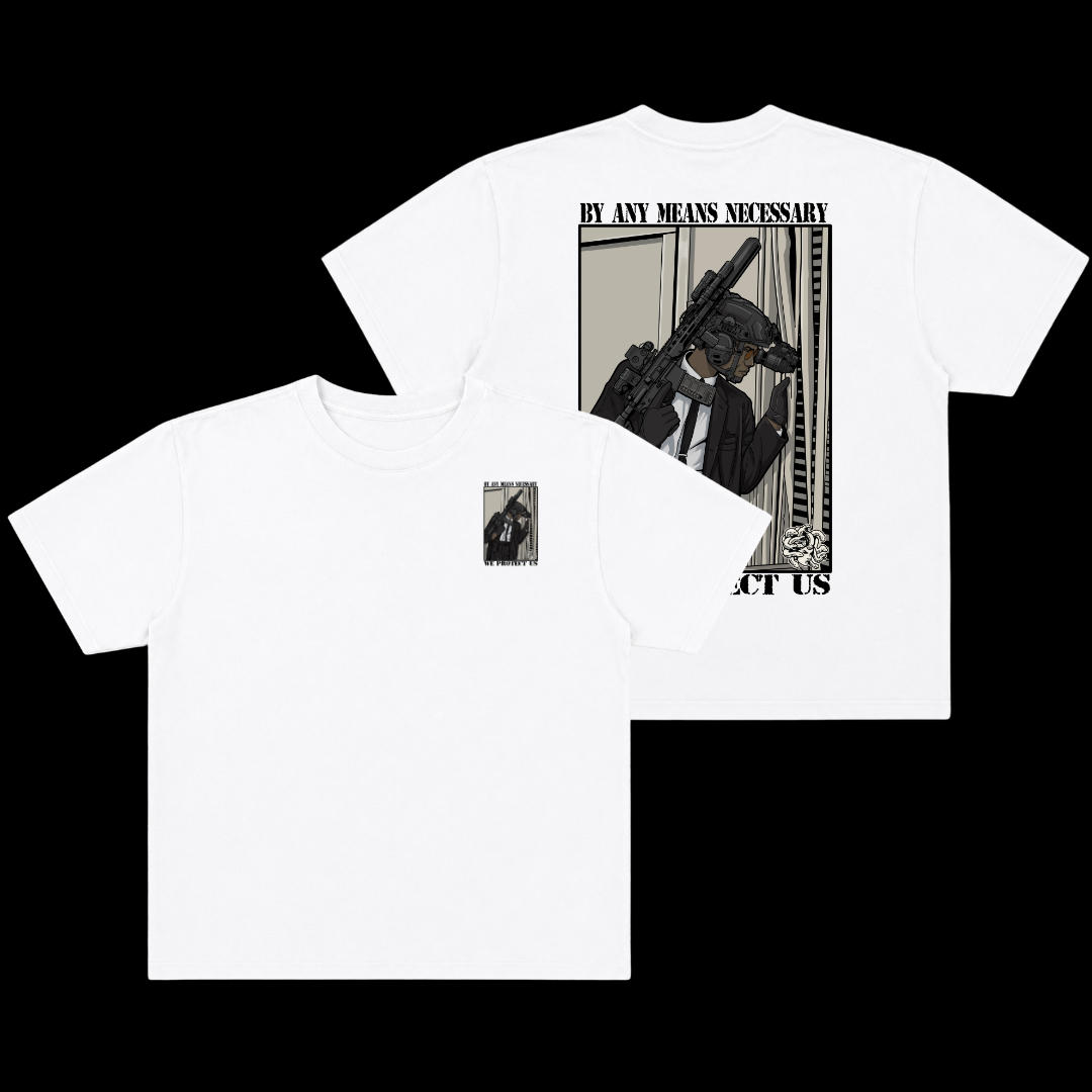 BY ANY MEANS NECESSARY OVERSIZE TEE (DOUBLE SIDED)