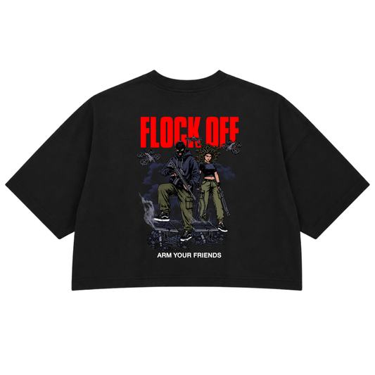 FLOCK OFF PREMIUM CROP TEE (FRONT ONLY) - RED