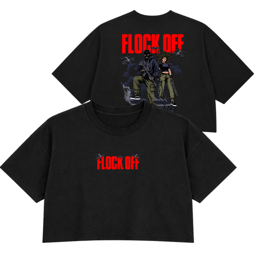 FLOCK OFF PREMIUM CROP TEE (DOUBLE SIDED) - RED