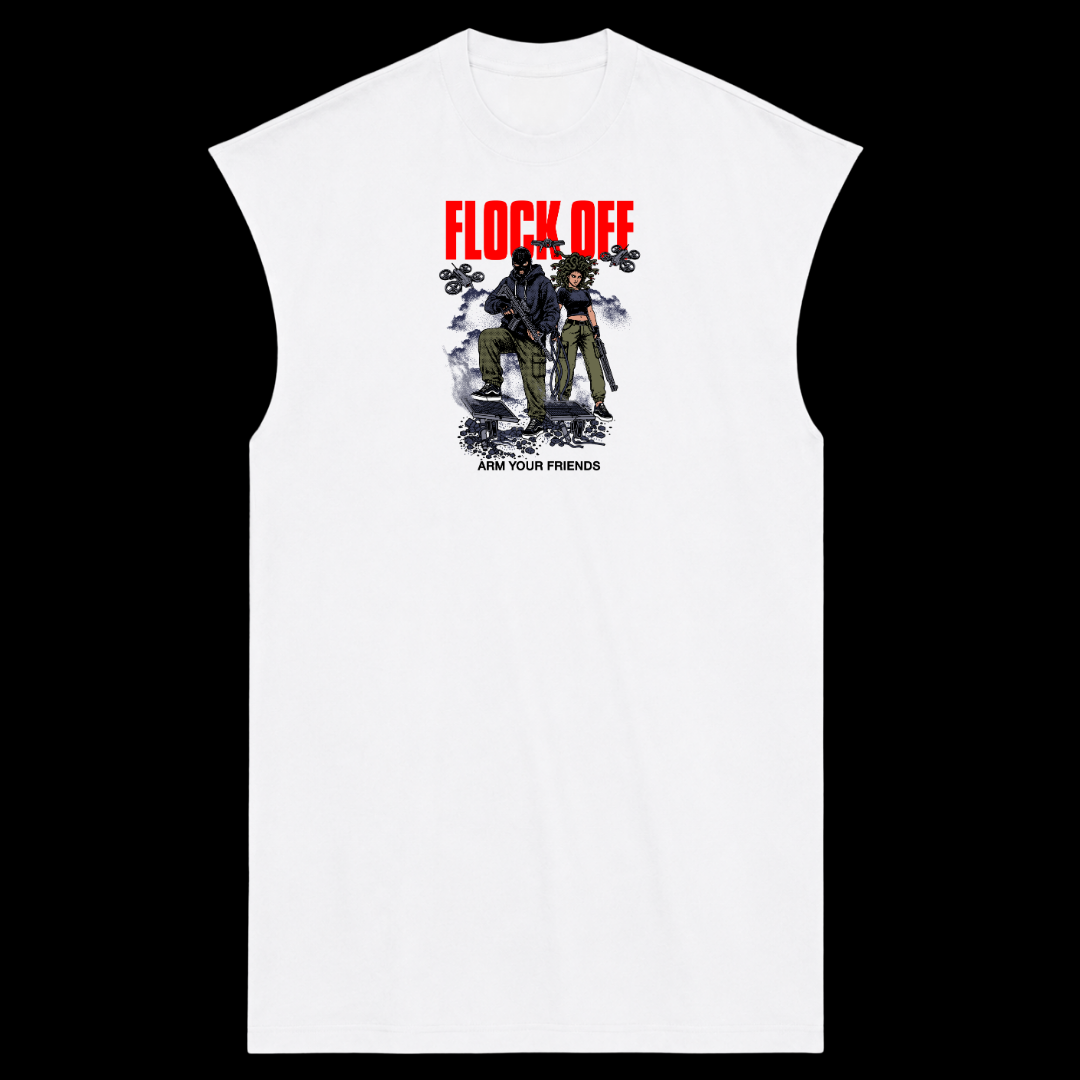 FLOCK OFF PREMIUM MUSCLE TEE (FRONT ONLY)- RED
