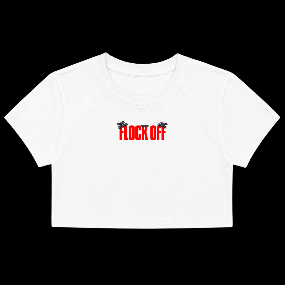 FLOCK OFF BABY TEE (FRONT ONLY) - RED TEXT