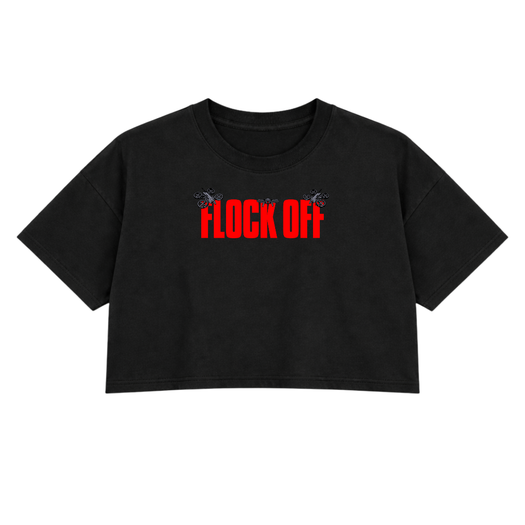 FLOCK OFF PREMIUM CROP TEE (FRONT ONLY) RED