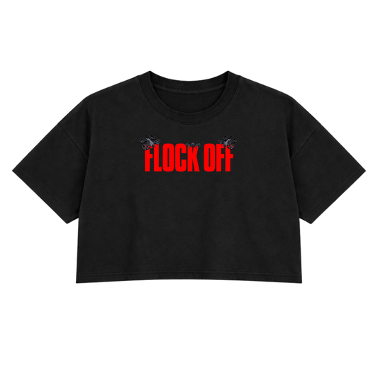 FLOCK OFF PREMIUM CROP TEE (FRONT ONLY) RED
