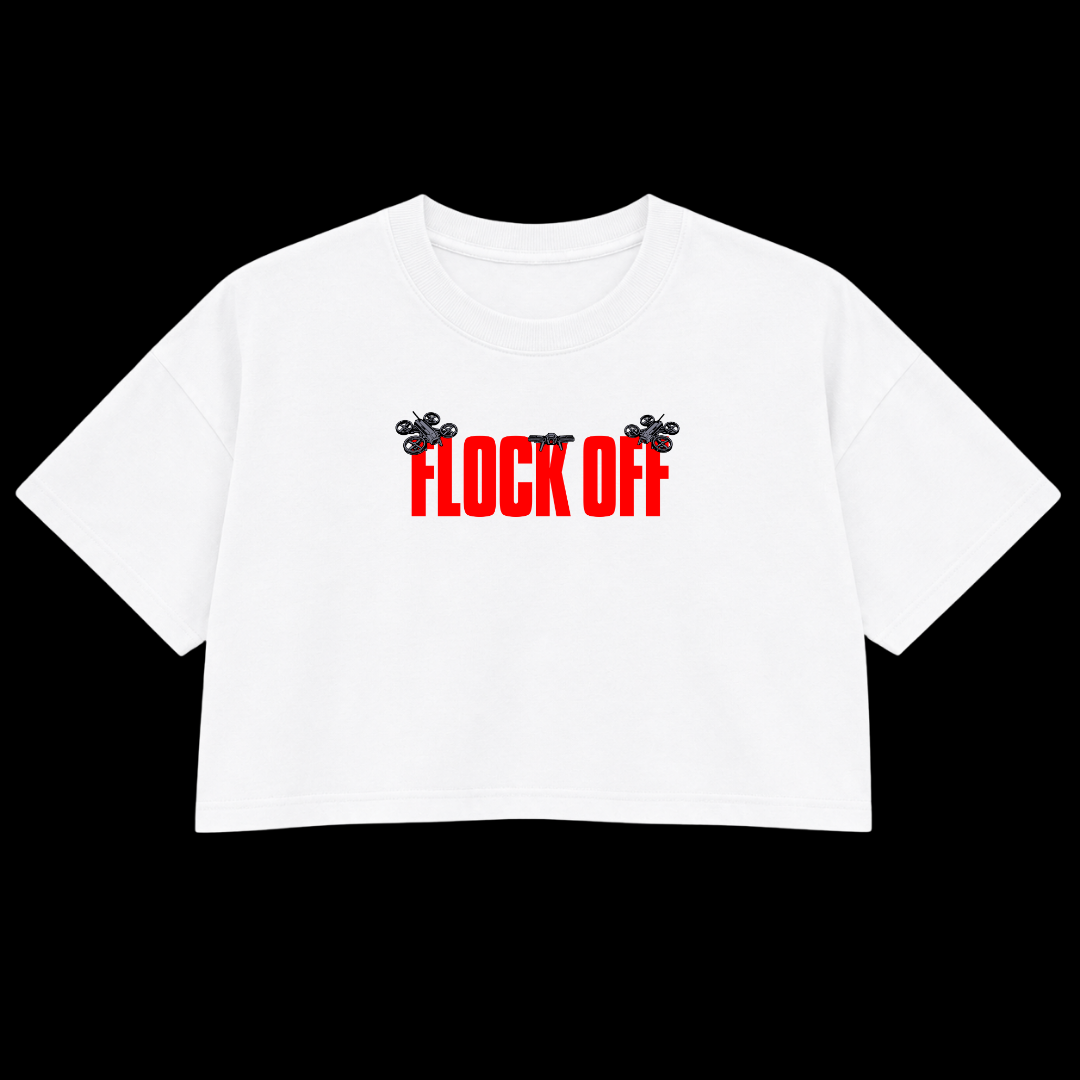 FLOCK OFF PREMIUM CROP TEE (FRONT ONLY) RED