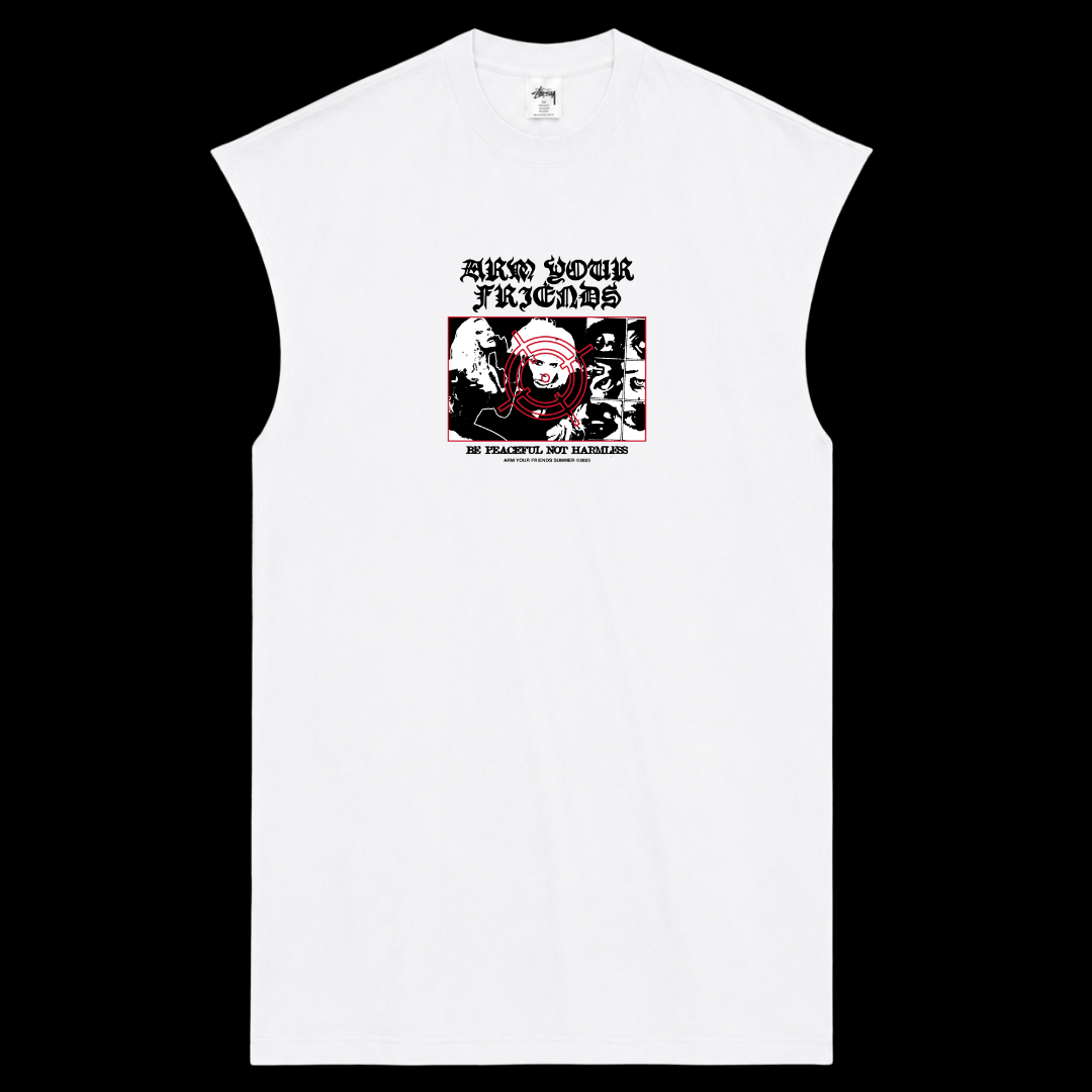 BE PEACEFUL NOT HARMLESS PREMIUM MUSCLE TEE (FRONT ONLY)