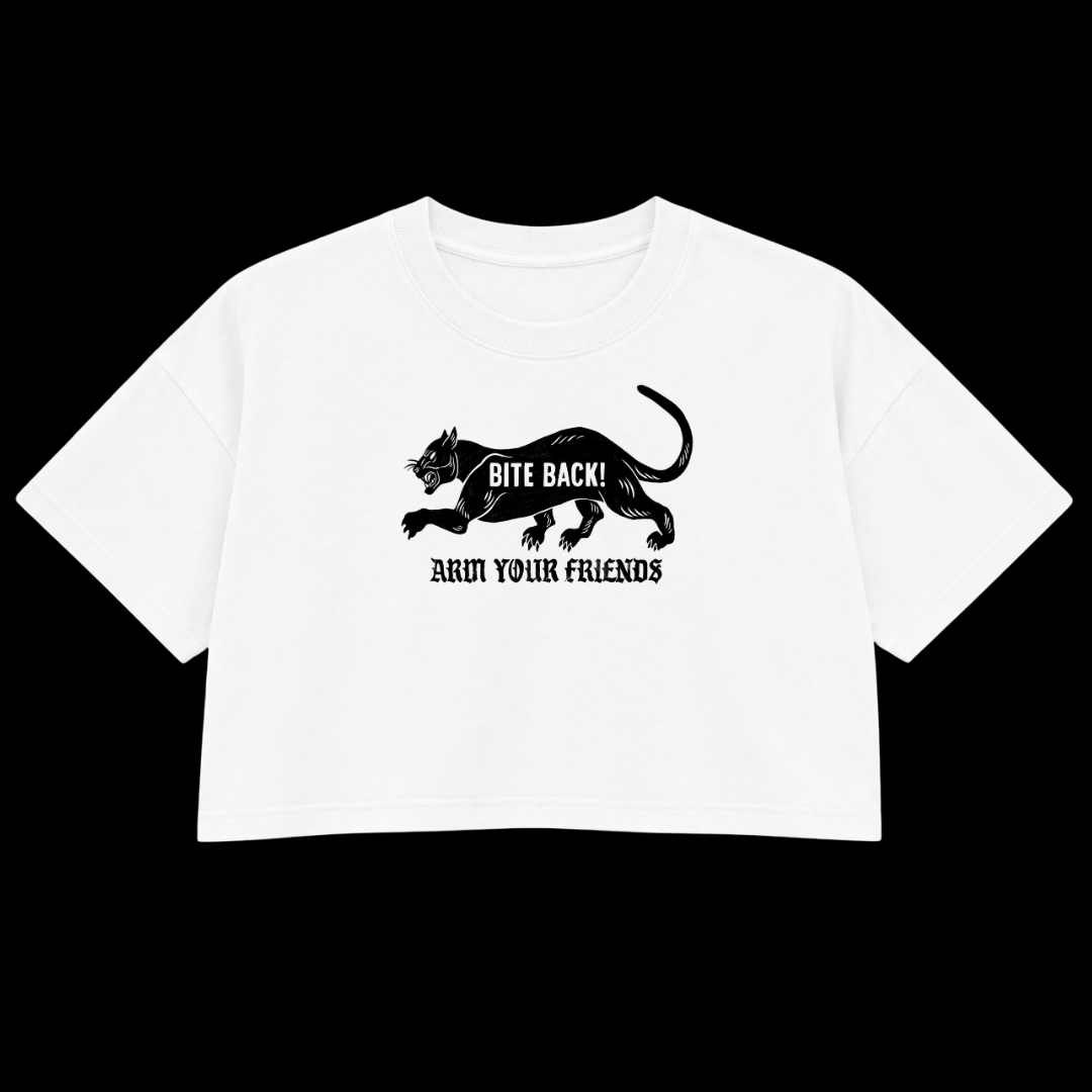 BITE BACK PREMIUM CROP TEE (FRONT ONLY) - BLACK AND WHITE