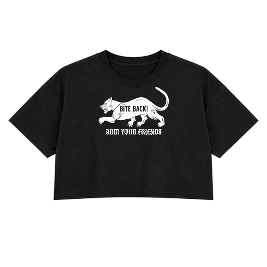 BITE BACK PREMIUM CROP TEE (FRONT ONLY) - BLACK AND WHITE