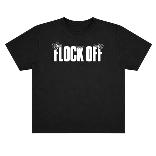 FLOCK OFF OVERSIZE TEE (FRONT ONLY) - WHITE TEXT