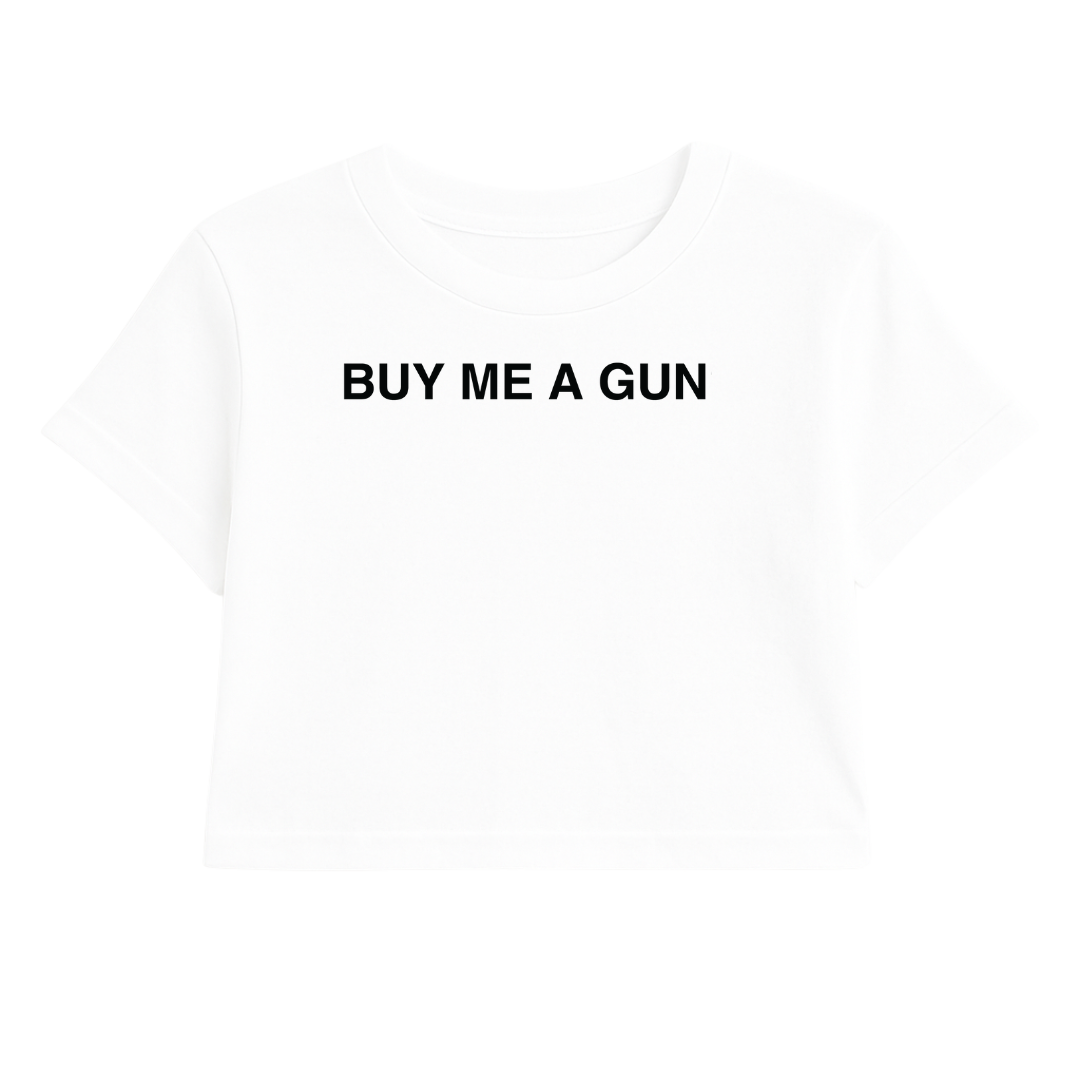 BUY ME A GUN CROP TEE (MONOCHROME)