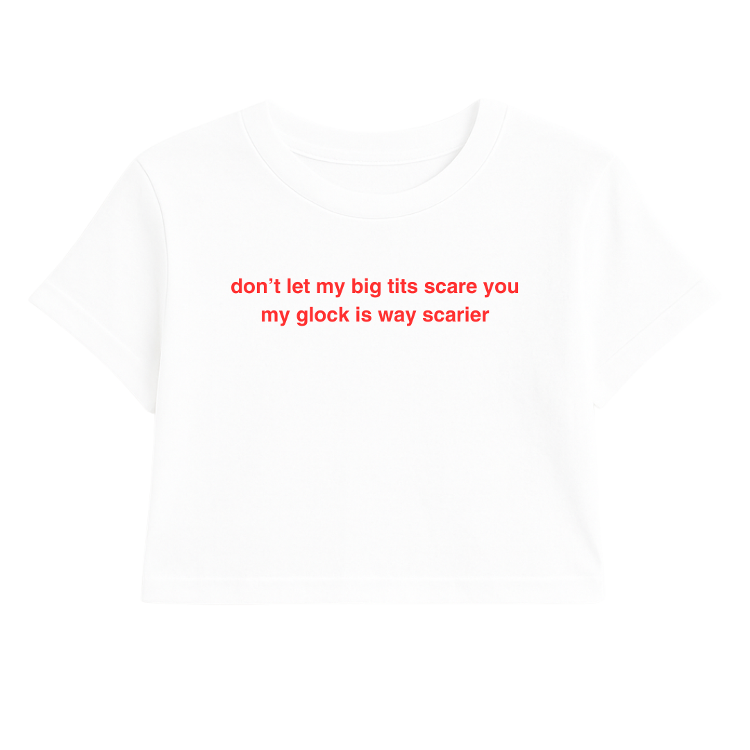 MY G*N IS WAY SCARIER CROP TEE RED