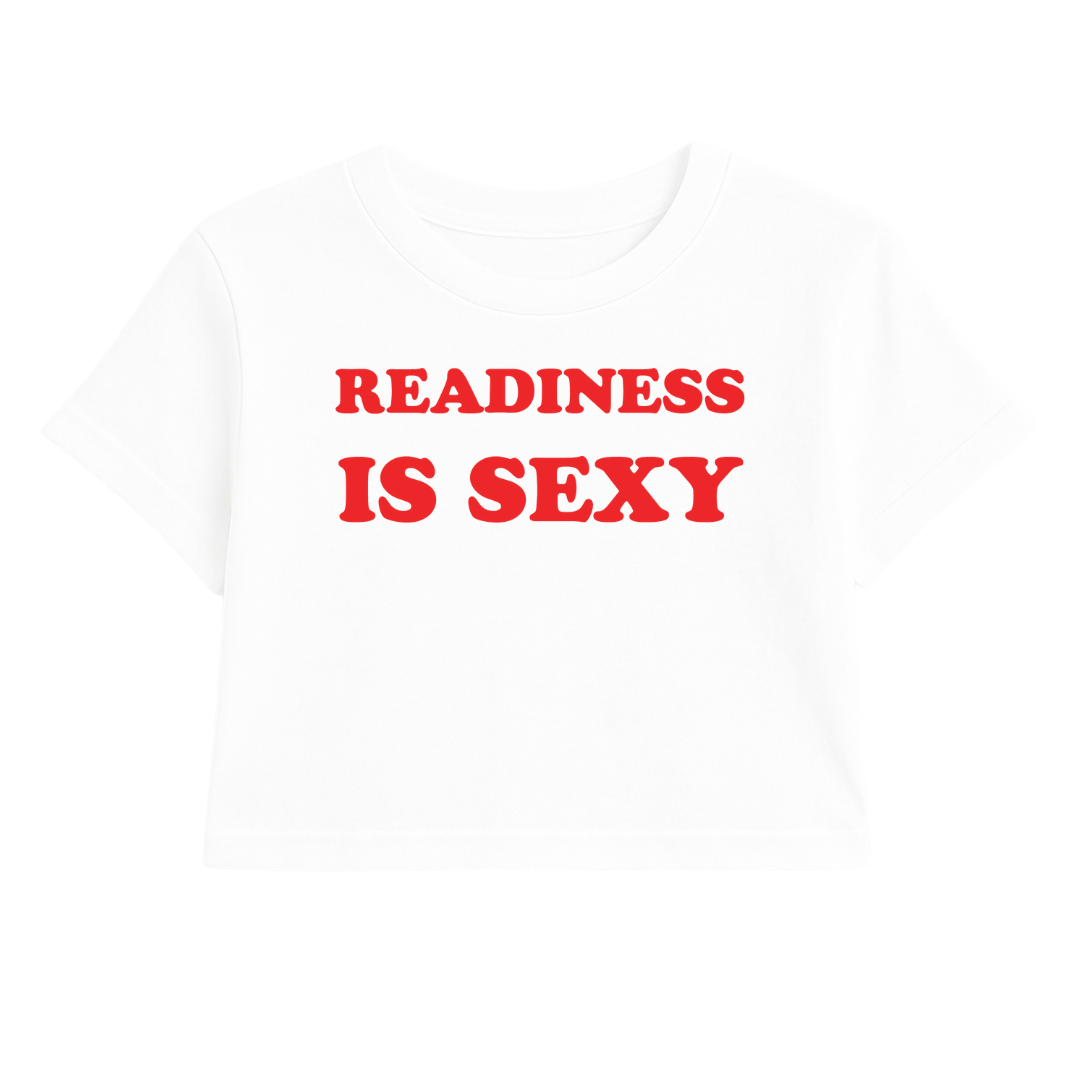 READINESS IS SEXY CROP TEE (RED FONT)