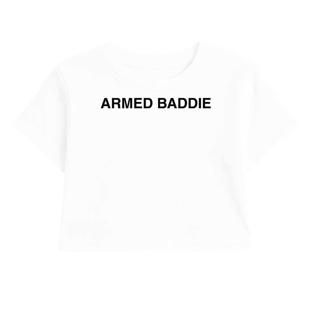 ARMED BADDIE CROP TEE (MONOCHROME)