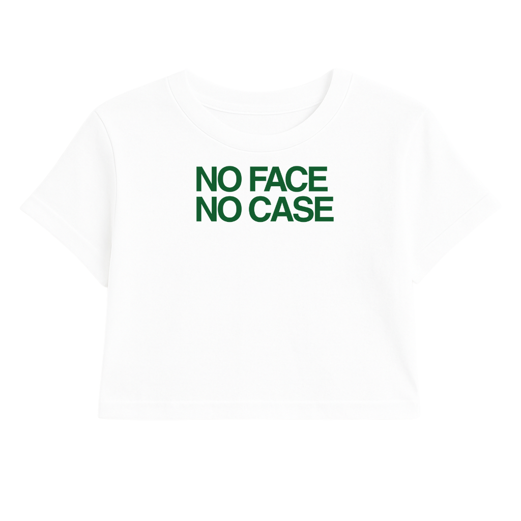 NO FACE NO CASE CROP TEE (GREEN FONT)