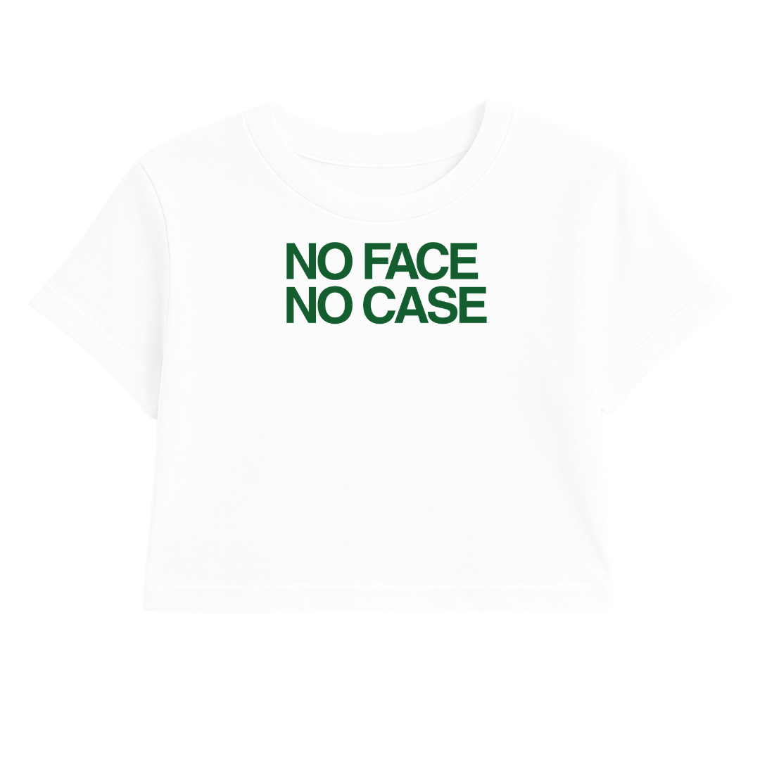 NO FACE NO CASE CROP TEE (GREEN FONT)