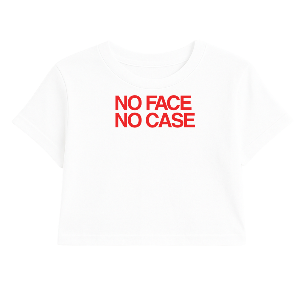 NO FACE NO CASE CROP TEE (RED FONT)