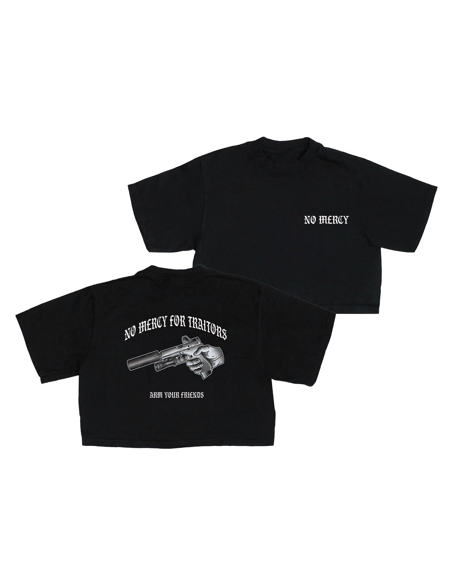 NO MERCY "CROP" TEE (MONOCHROME)